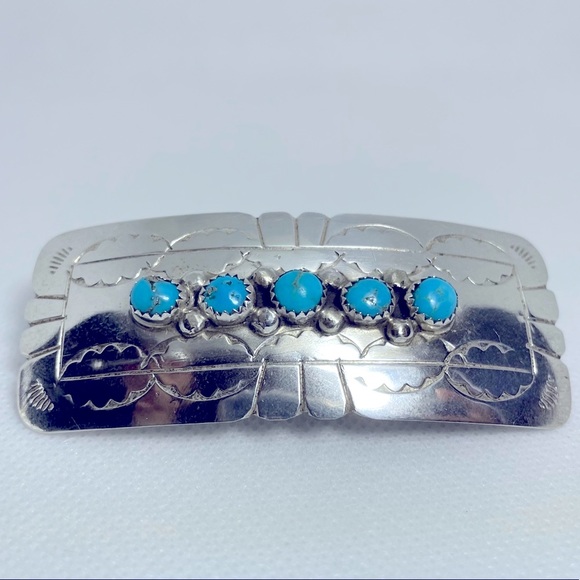 Sterling Silver & Turquoise Vintage Barrett